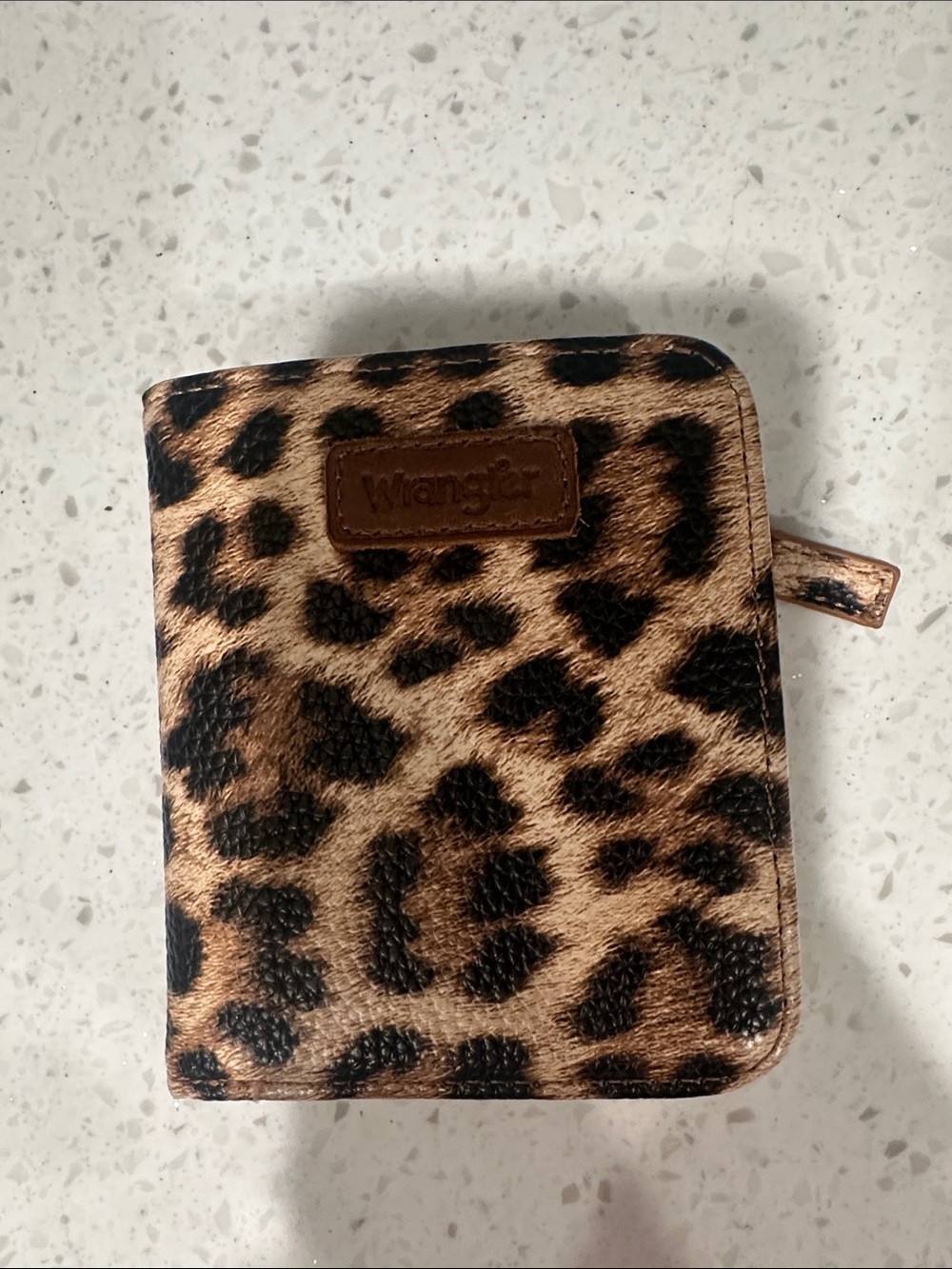 Wrangler Leopard-Print Zip Around Wallet in Brown and Black